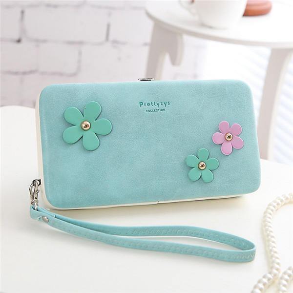 Women Flower 5.5 Inch Phone PU Wallet Case Cover Long Wallet