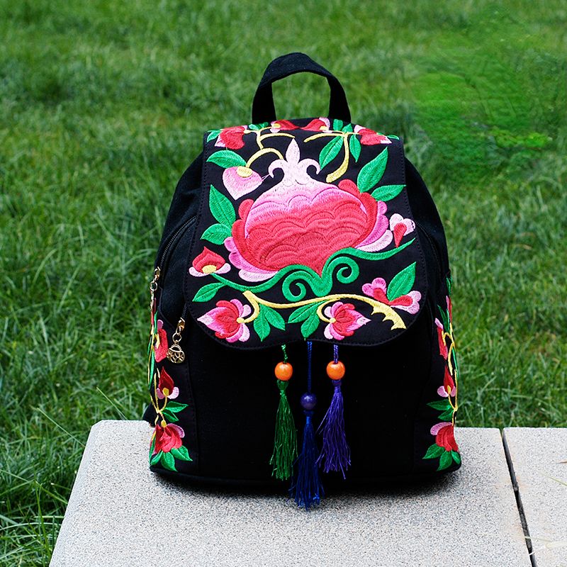 New Joker Canvas Backpack Female Simple Embroidery  Backpack