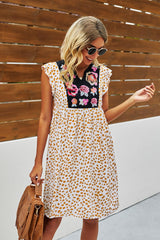 Leopard Embroidery Patch Short Sleeve Dress