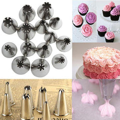 14 Stück Edelstahl-Blumen-Icing-Fülltüllen für Kuchen, Gebäck, Dekorationszubehör, Backwerkzeug 