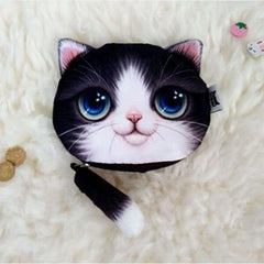 Women Plush Cartoon Cat Head Personality Cute Small Coin Bag Storage Bag