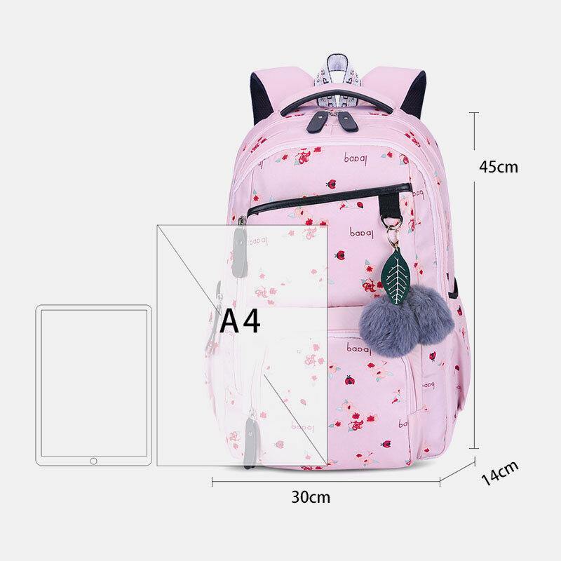 Women Fluffy Ball Print Anti-theft Multifunction Laptop Bag Backpack