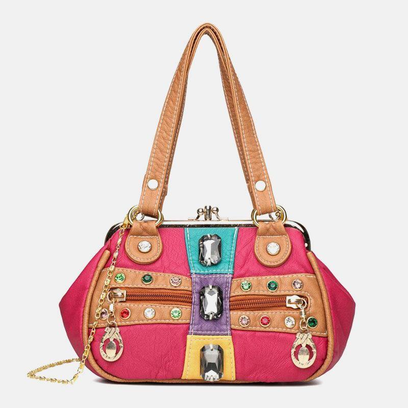 Bolso de hombro con cadenas y remaches de calavera a prueba de agua de cuero PU para mujer, bolso cruzado 