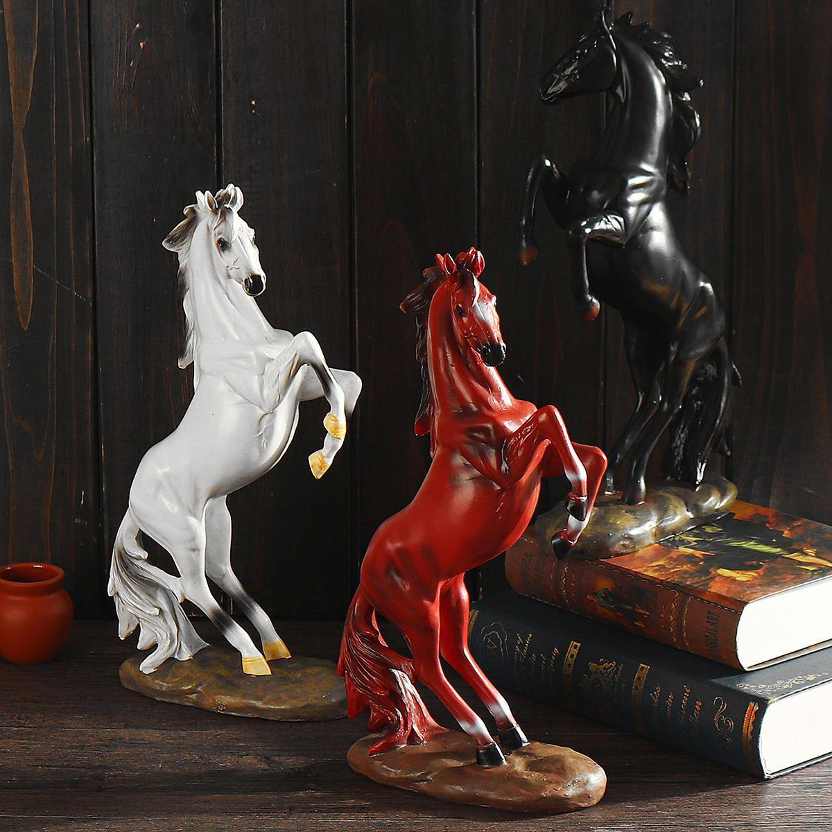 Resin Horse Statue Ornament Figurine Chic Home Hotel Feng Shui Horse Decorations