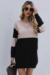 Color Block Mini Sweater Dress