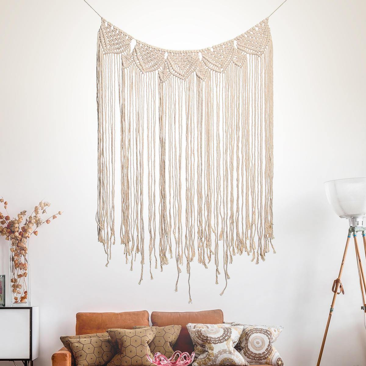 Gran macramé pared colgante puerta ventana cortina boda telón de fondo tapiz regalo 