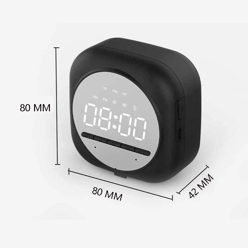 Wireless USB bluetooth 5.0 LED Mirror Alarm Clock Speaker TF FM Radio Clock Digital Snooze Table Clock Wake Up Phone Holder Electronic Large Time Display Home Decoran Clock