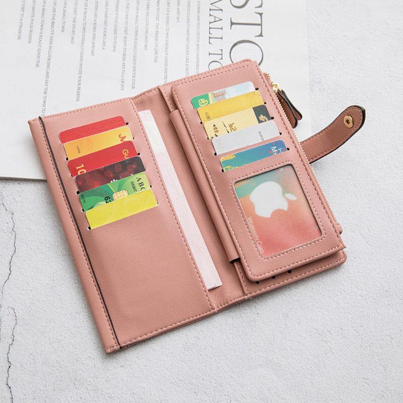 Women 21 Card Slots Solid Long Wallet Purse Phone Bag