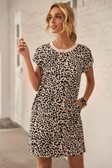 Leopard Pattern T-shirt Dress