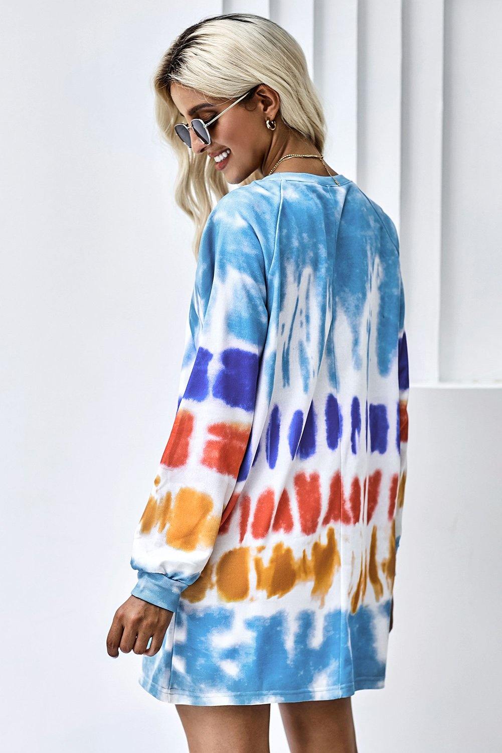 Tie Dye Long Sleeve Sweatshirt Dress