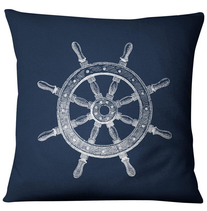 Blue Compass Nautical Marine Style Linen Pillow Case Mediterranean Sofa Cushion Cover Home Textile