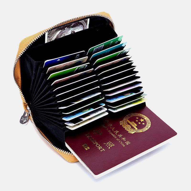 Women Genuine Leather RFID Anti-theft Organ Design Milti-card Slot Card Bag Card Holder Wallet