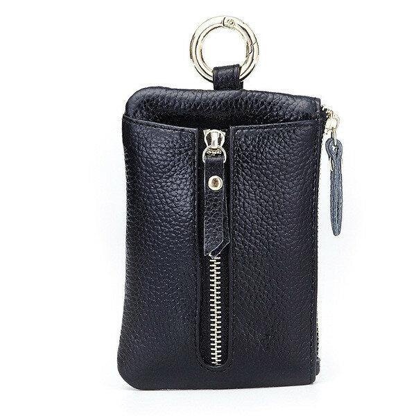 Genuine Leather Women Zipper Card Holder Girls Small Coin Bags Key Chain Bags