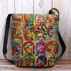 Bolso bandolera con estampado de figura de dibujos animados multicolor de fieltro para mujer Bolso bandolera 