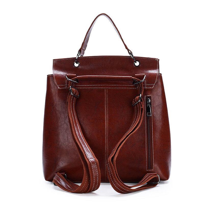 Women PU Leather Solid Double Straps Fashion Backpack