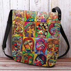 Bolso bandolera con estampado de figura de dibujos animados multicolor de fieltro para mujer Bolso bandolera 