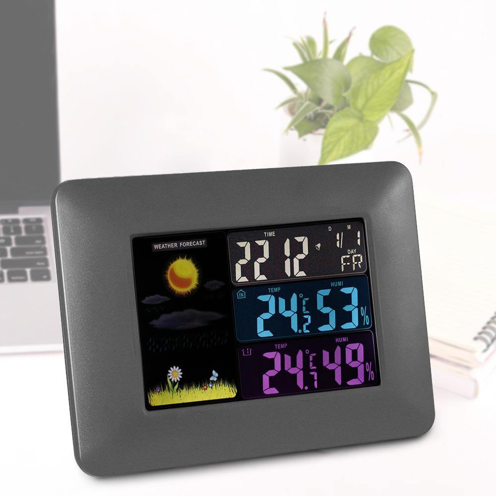 Multifunktionales kabelloses digitales Thermometer-Hygrometer, bunte LCD-Wettervorhersageuhr 