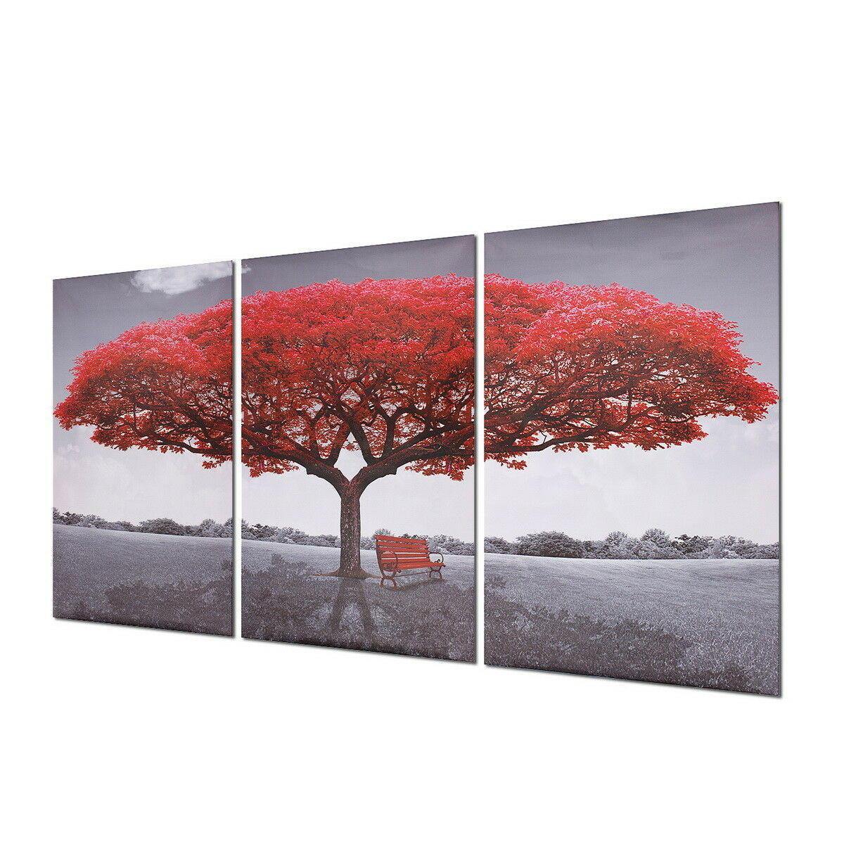 3 piezas grande árbol rojo lienzo impresión arte pinturas imagen moderna decoración del hogar 