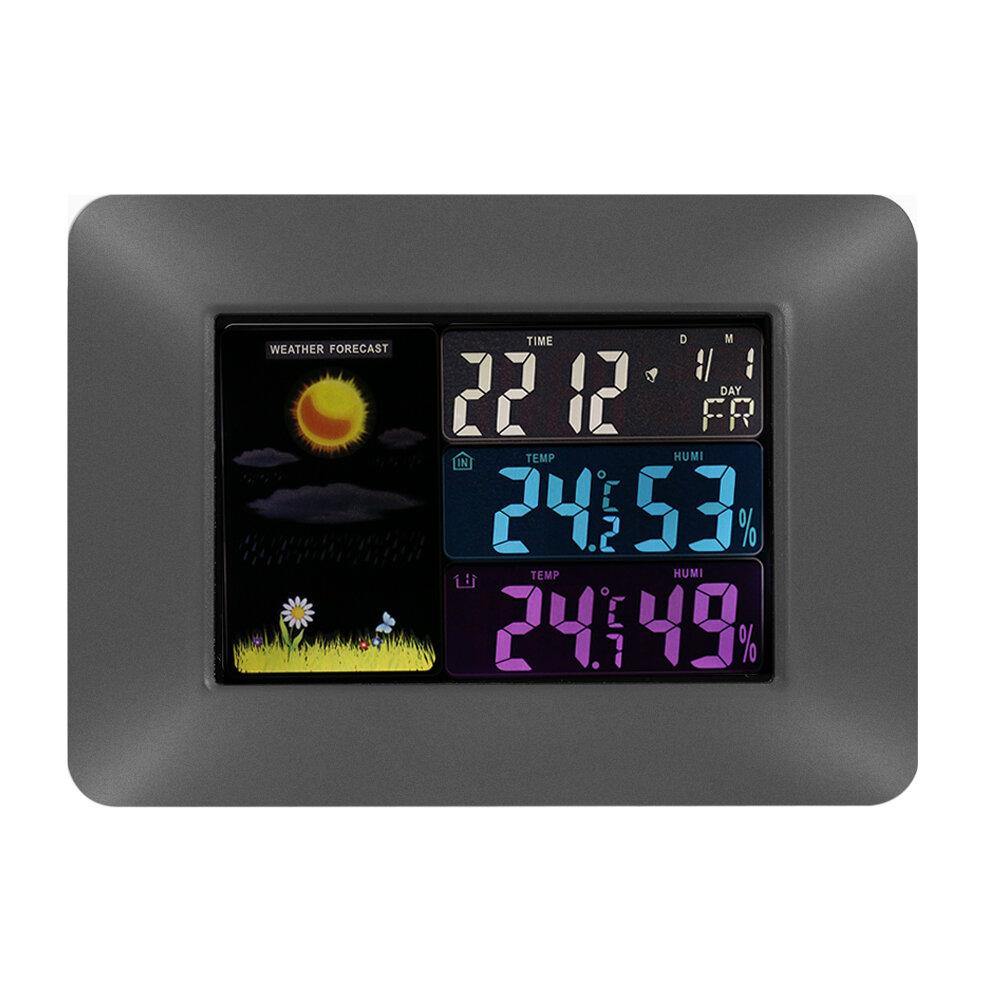 Multifunktionales kabelloses digitales Thermometer-Hygrometer, bunte LCD-Wettervorhersageuhr 