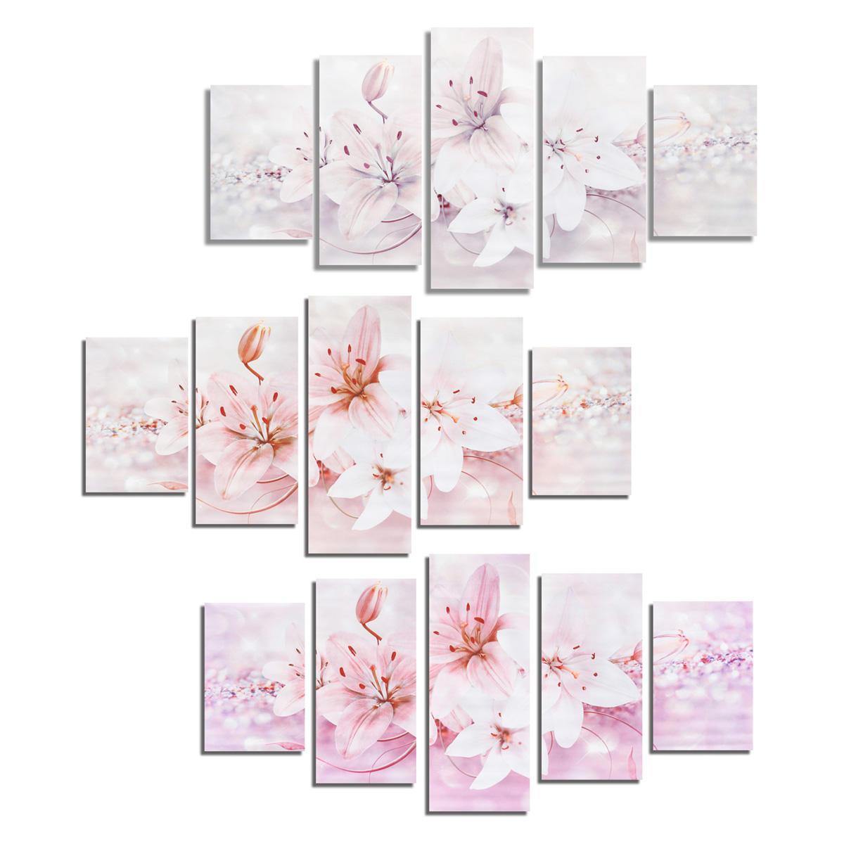 5PCS Lilies Frameless Modern Canvas Painting Mural Wall Picture Paintings Home Decoration