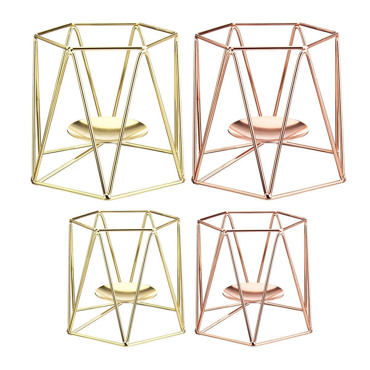 Metal Candle Holders Geometric Hexagon  Candle Holder Wedding Home Decor Tabletop Lantern