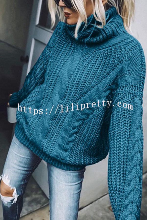 Lilipretty Eiffel Tower Cable Knit Relaxed Sweater