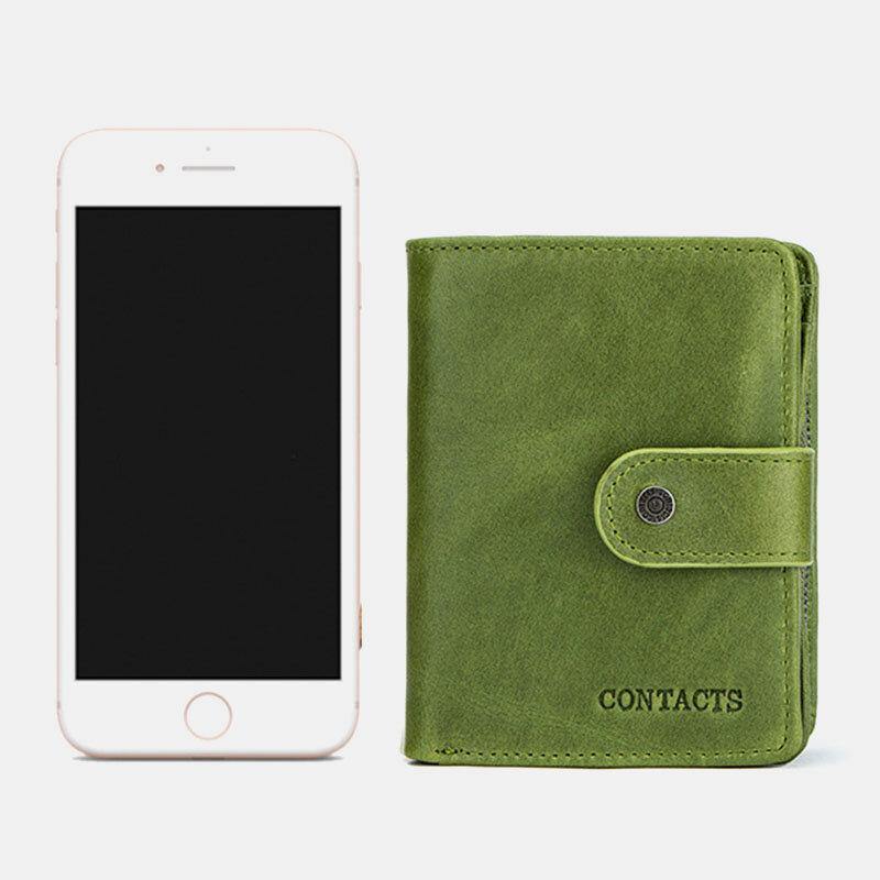 Women Genuine Leather RFID Multi-function Multi Card Slots Casual Solid Color Brief Card Holder Wallet