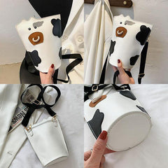 Mujeres PU cuero vacas patrón moda Casual Crossbody bolsos bolsos de hombro 