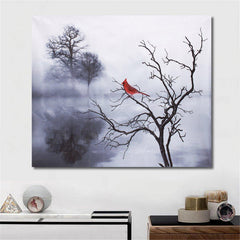 Modern Red Bird Tree Canvas Oil Printed Paintings Home Wall Art Decor Unframed Decorations