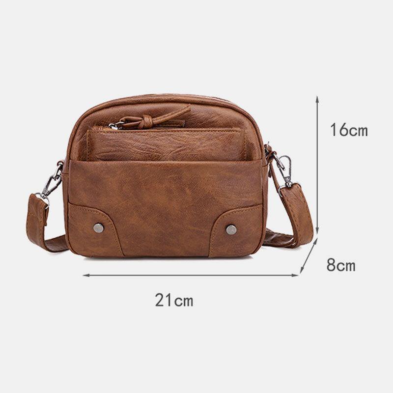 Bolso de teléfono de 6,3 pulgadas de moda Retro multibolsillo de cuero PU para mujer, bandolera suave, bolso de hombro 