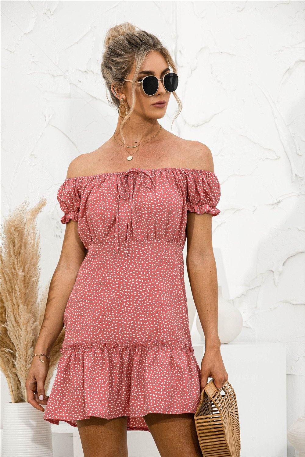 Frill Trim Off Shoulder Dress