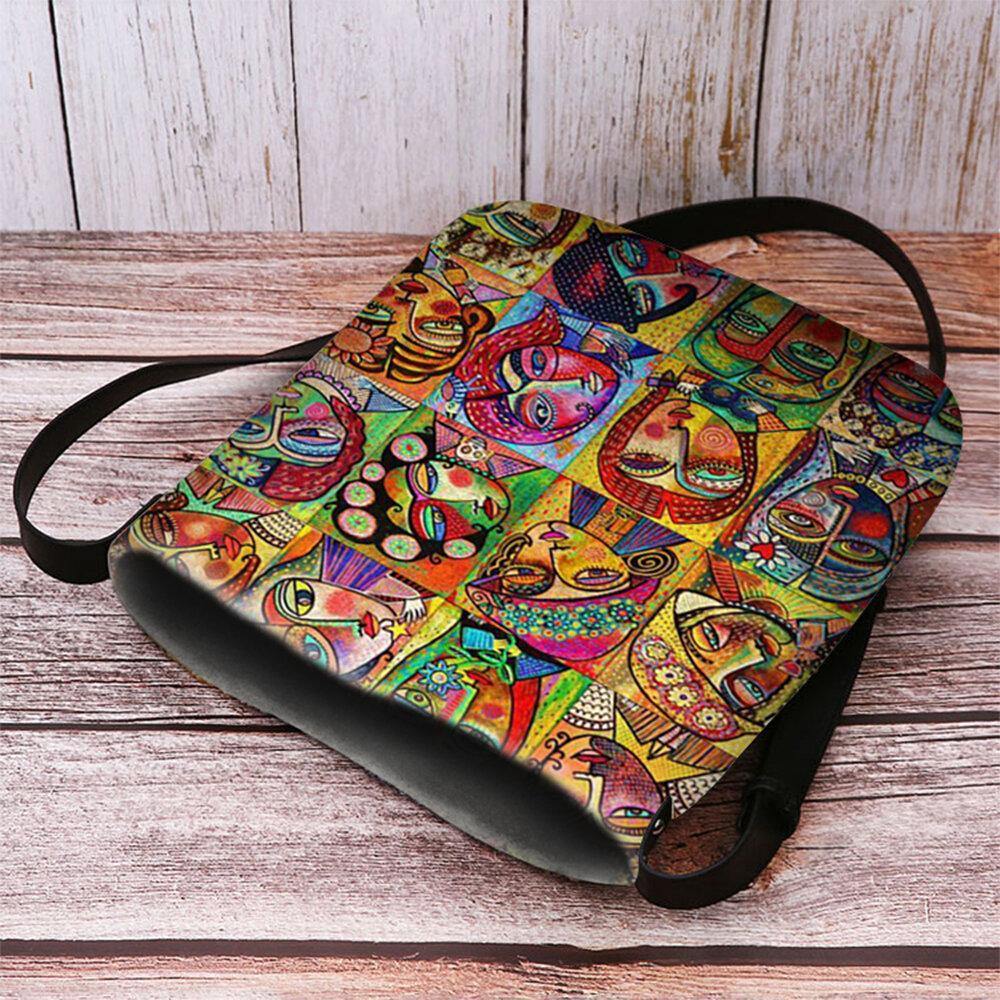 Bolso bandolera con estampado de figura de dibujos animados multicolor de fieltro para mujer Bolso bandolera 