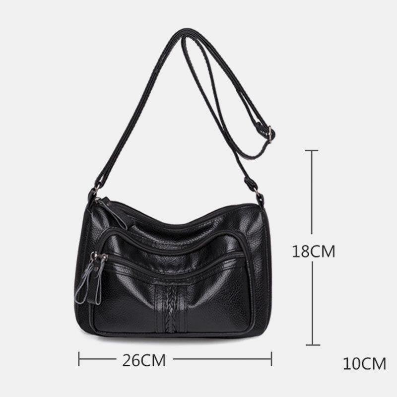 Bolso bandolera de gran capacidad para mujer Bolso de hombro retro resistente al desgaste con múltiples bolsillos 