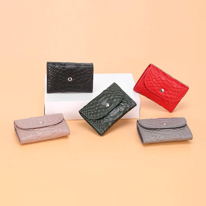 Women Genuine Leather Multifunction Lychee Pattern Coin Bag Small Wallet