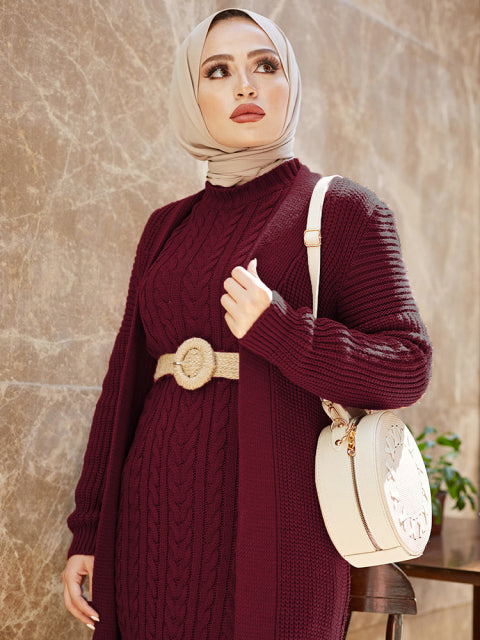 Women Dress New Season Autumn Winter Piece Hijab Knitwear