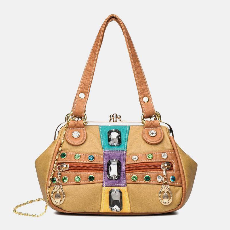 Bolso de hombro con cadenas y remaches de calavera a prueba de agua de cuero PU para mujer, bolso cruzado 