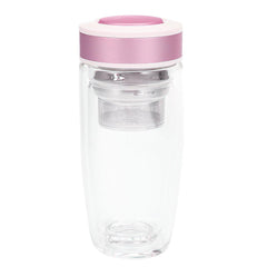 380ML Double Wall Glass Tea Tumbler Water Bottle with Filter Infuser Travel Mug