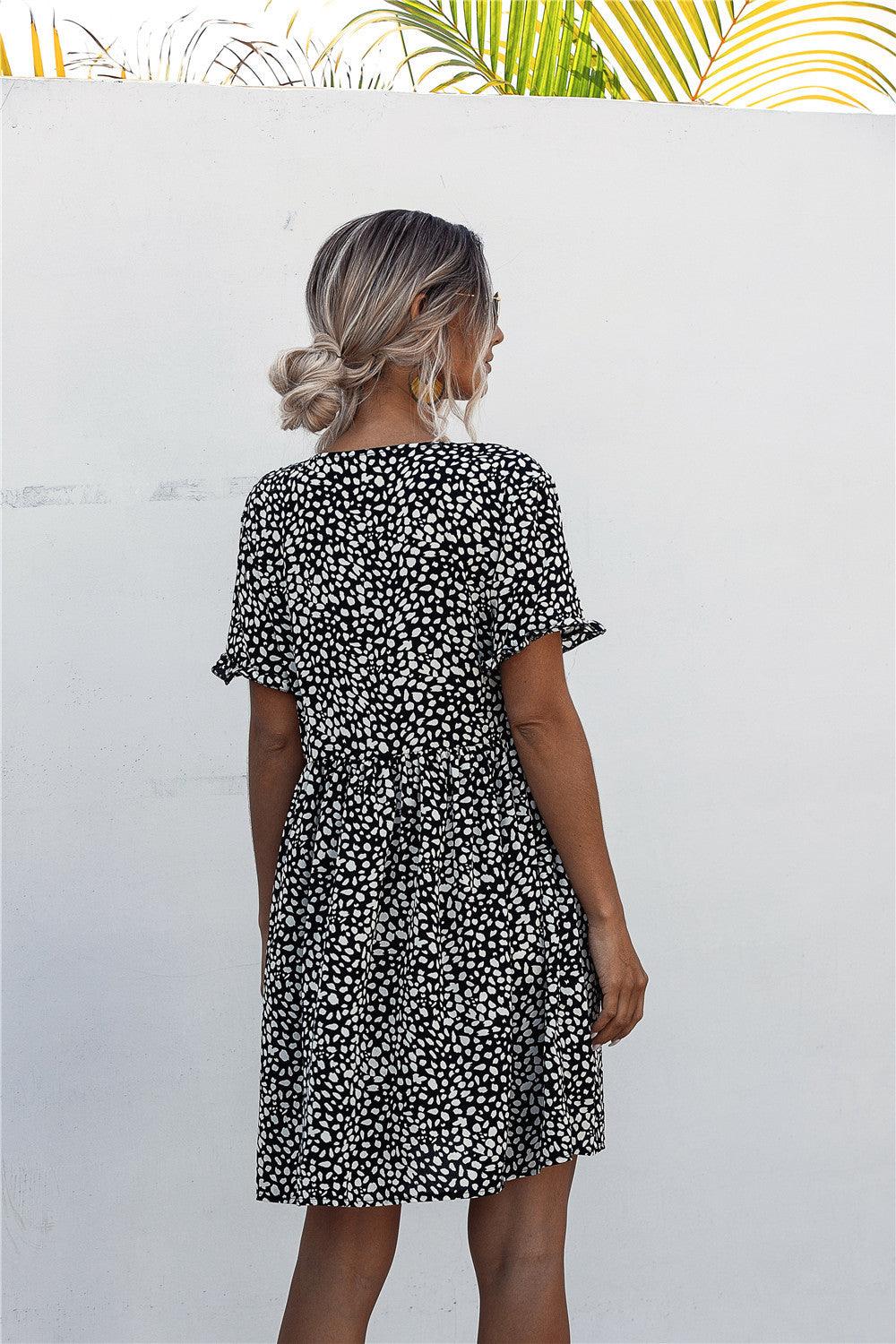 Polka Dot Button down Pocketed Dress