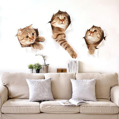 Miico 3D Creative PVC Wall Stickers Home Decor Mural Art Removable Cat Wall Decals