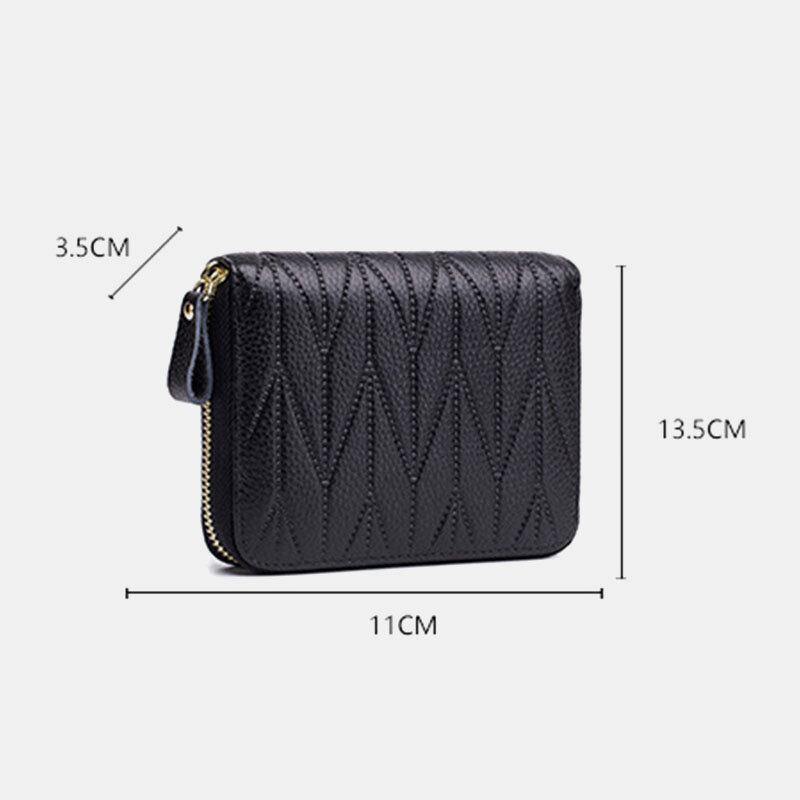 Women Genuine Leather RFID Multifunction Multi Card Slot Travel Small Wallet