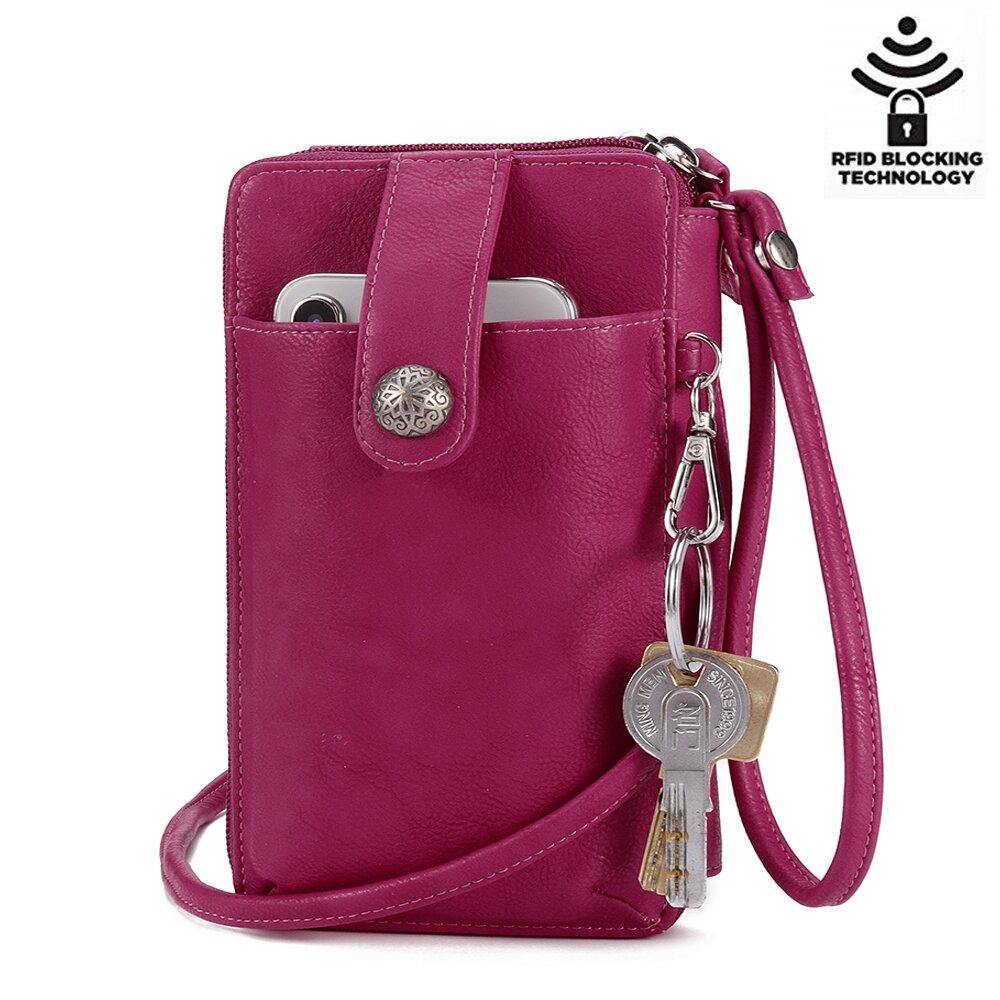 Brenice Women RFID Card Bag Solid Crossbody Bag Phone Bag Card Holder