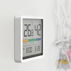 XIAOMI Miiiw Mute Temperatur Luftfeuchtigkeitsuhr Digitaler Hygrometer Wecker Innenthermometer Luftfeuchtigkeitsmonitor Smart Home mit 3,34 Zoll großem LCD-Bildschirm 