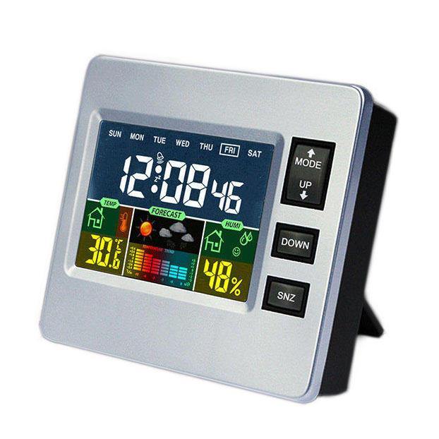 DC-07 Digitaler Temperatur-Hygrometer-Wecker, Kalender, Schlummerfunktion mit Hintergrundbeleuchtung 