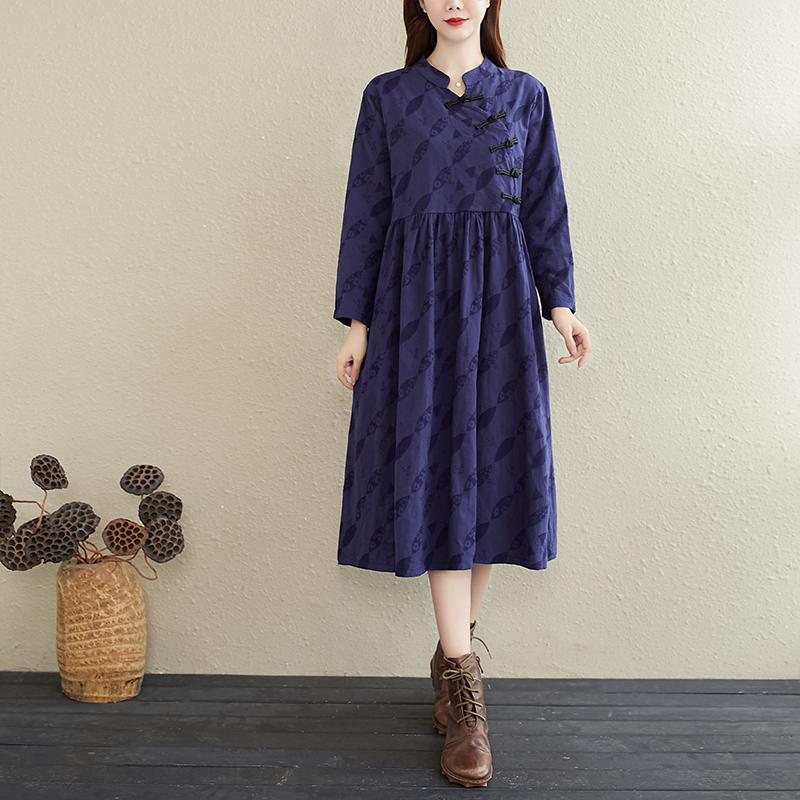 Embroidered Retro Cotton Linen Dress