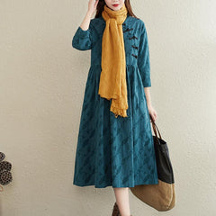 Embroidered Retro Cotton Linen Dress