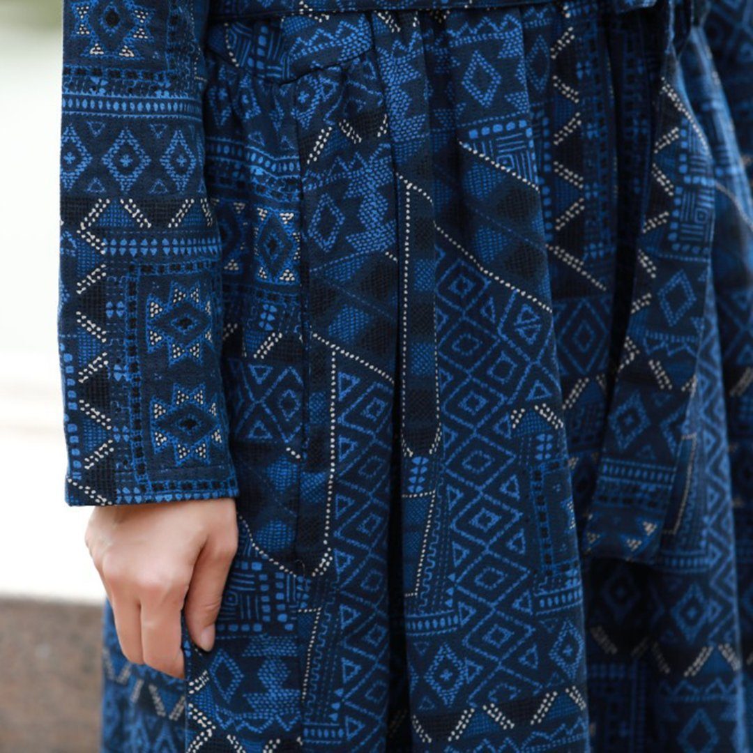 Ethnic Print Pleated Dress