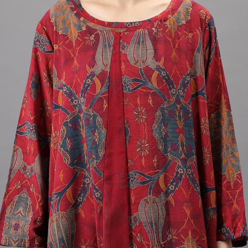 Ethnic Style Printed Loose Maxi Long Sleeve Dress