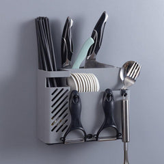 Creative Multifunction Kitchen Storage Organization Drain Chopstick Cage Wall Mounted Spoon Fork Racks Holder