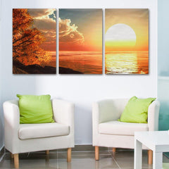 3 Cascade Day Sunset Scene Canvas Painting Decorative Wall Picture Home Decoration Unframed