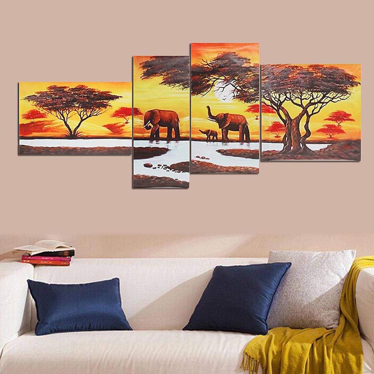 5 Piece HD Elephant Forest Canvas Print Poster Wall Art Paintings Home Decor